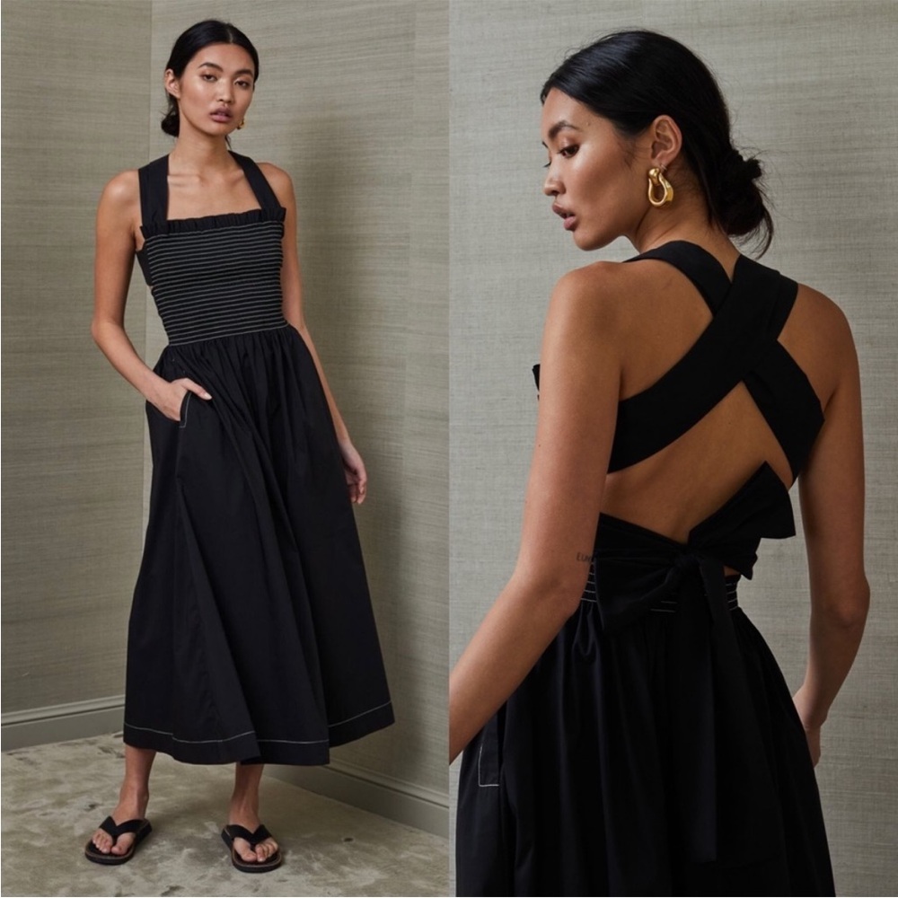 Bec & Bridge Black Strappy Midi Dress